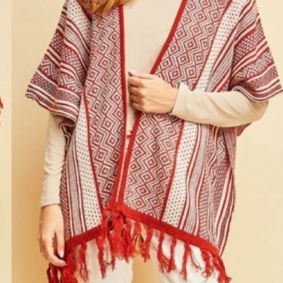 Aztec Patterned Fringed Cardigan‎ - Picture 1 of 8
